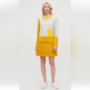 COS Mustard and Gray Knit Sweater Size Medium Wool Blend